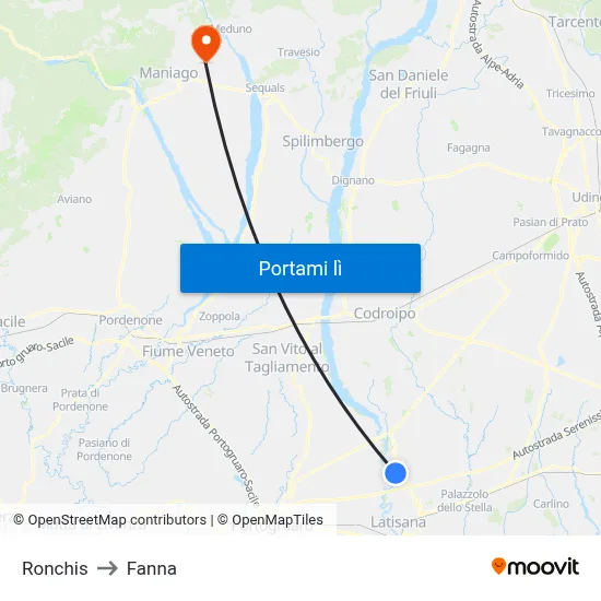 Ronchis to Fanna map