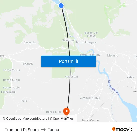Tramonti Di Sopra to Fanna map