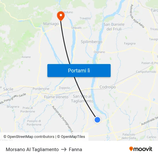 Morsano Al Tagliamento to Fanna map