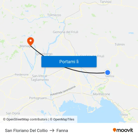San Floriano Del Collio to Fanna map