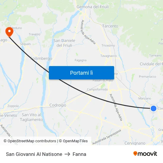 San Giovanni Al Natisone to Fanna map