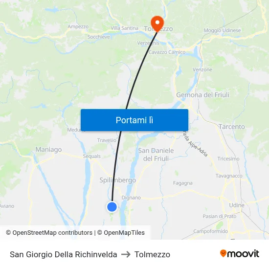 San Giorgio Della Richinvelda to Tolmezzo map