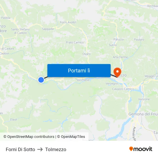 Forni Di Sotto to Tolmezzo map