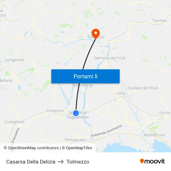 Casarsa Della Delizia to Tolmezzo map