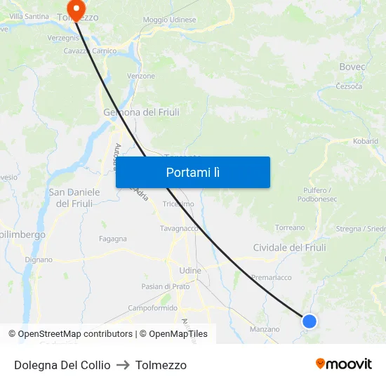 Dolegna Del Collio to Tolmezzo map