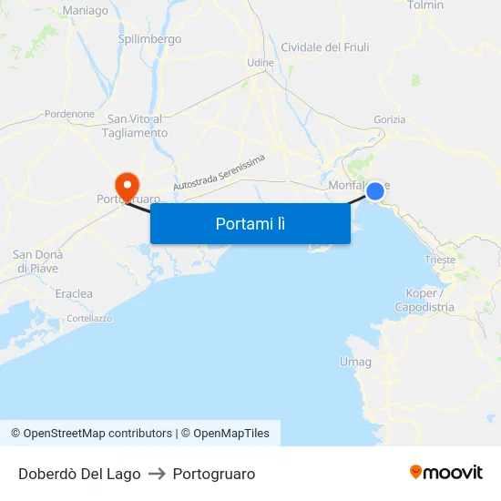 Doberdò Del Lago to Portogruaro map