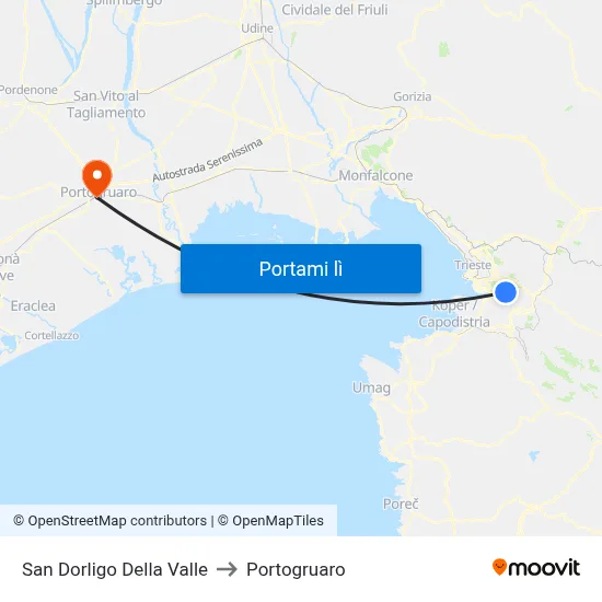 San Dorligo Della Valle to Portogruaro map
