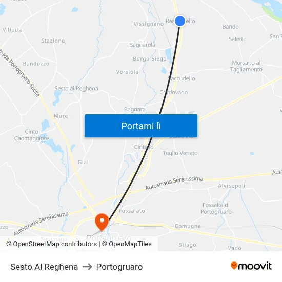 Sesto Al Reghena to Portogruaro map