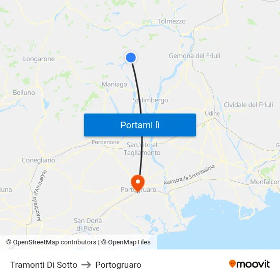 Tramonti Di Sotto to Portogruaro map
