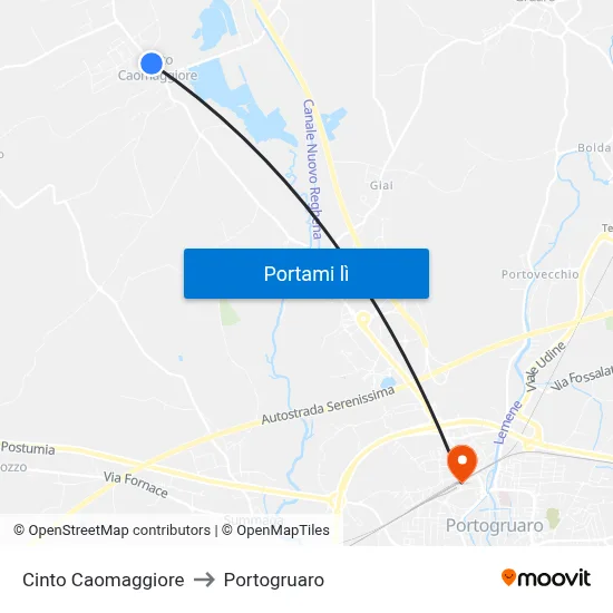 Cinto Caomaggiore to Portogruaro map