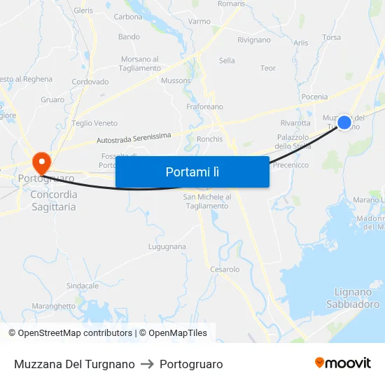 Muzzana Del Turgnano to Portogruaro map