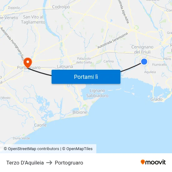 Terzo D'Aquileia to Portogruaro map