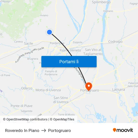 Roveredo In Piano to Portogruaro map
