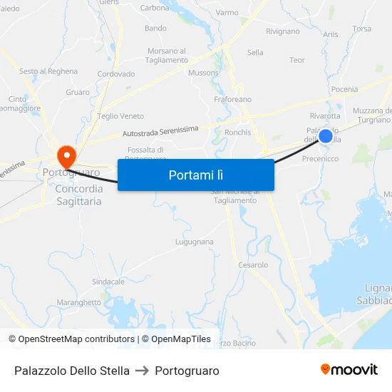 Palazzolo Dello Stella to Portogruaro map