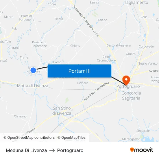 Meduna Di Livenza to Portogruaro map