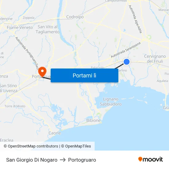 San Giorgio Di Nogaro to Portogruaro map