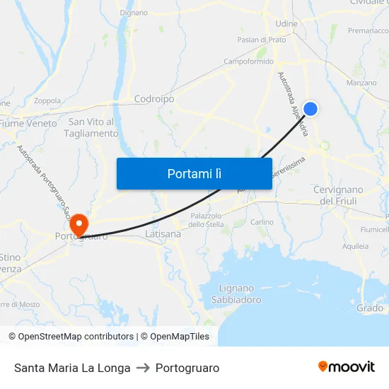 Santa Maria La Longa to Portogruaro map
