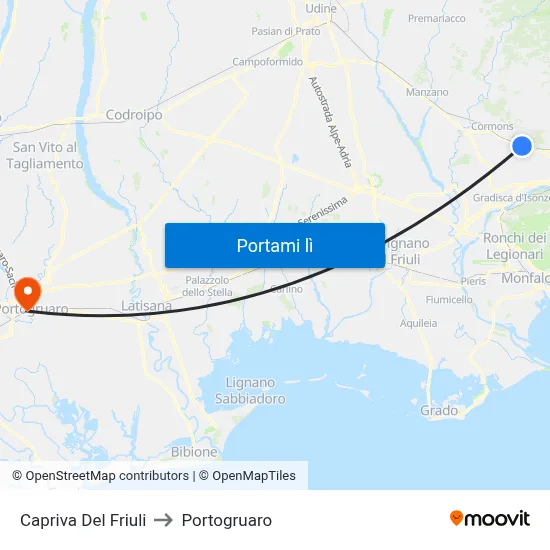 Capriva Del Friuli to Portogruaro map