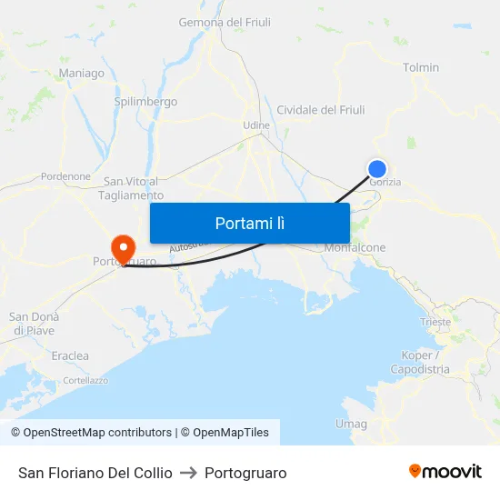 San Floriano Del Collio to Portogruaro map