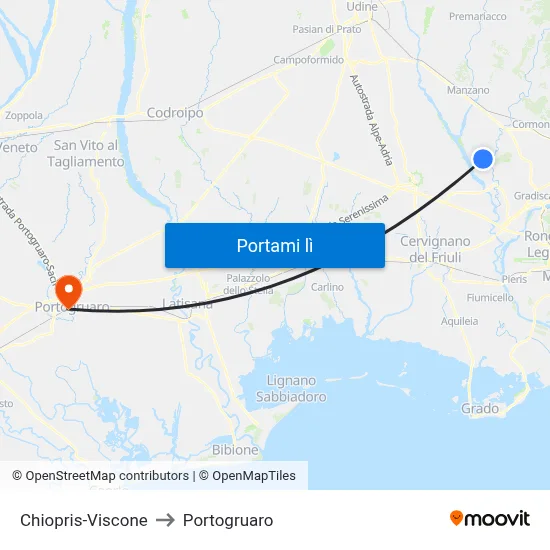 Chiopris-Viscone to Portogruaro map