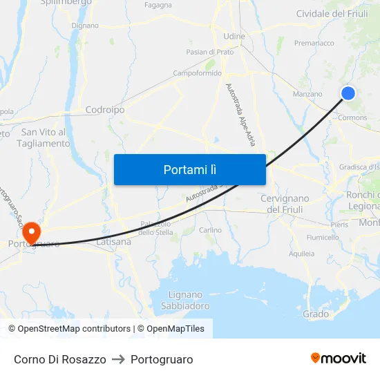 Corno Di Rosazzo to Portogruaro map