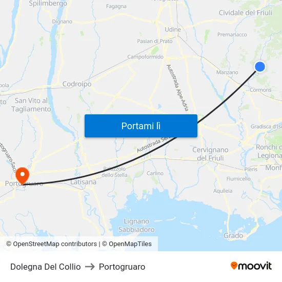 Dolegna Del Collio to Portogruaro map
