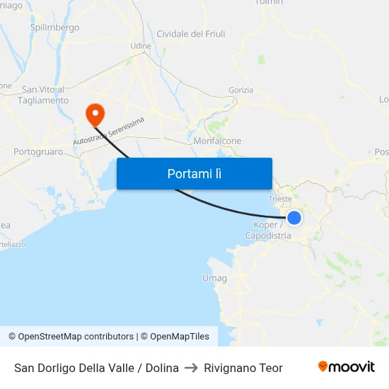San Dorligo Della Valle / Dolina to Rivignano Teor map
