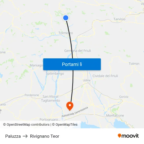 Paluzza to Rivignano Teor map