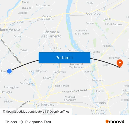 Chions to Rivignano Teor map