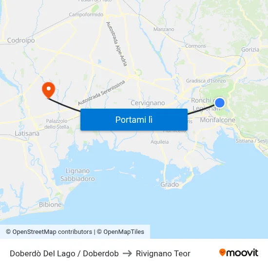 Doberdò Del Lago / Doberdob to Rivignano Teor map