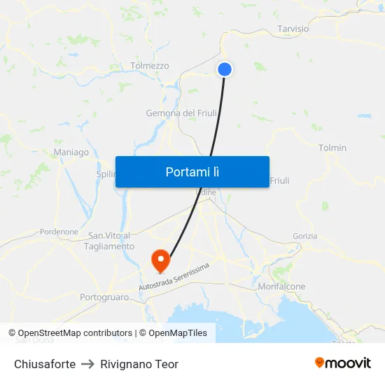 Chiusaforte to Rivignano Teor map