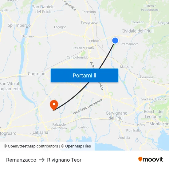 Remanzacco to Rivignano Teor map