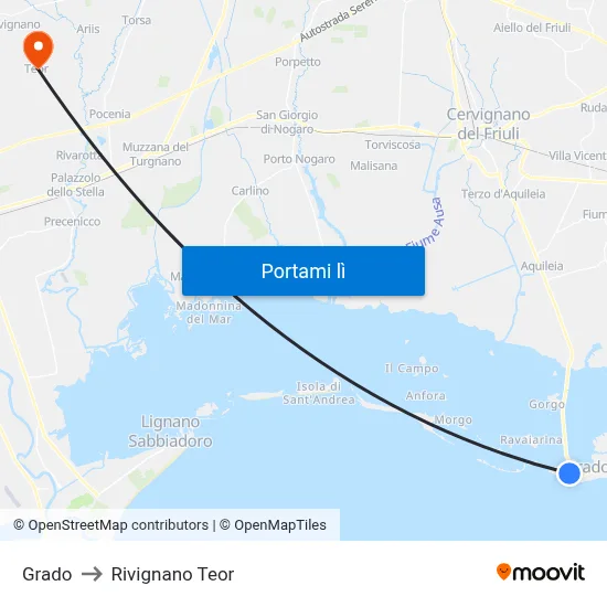 Grado to Rivignano Teor map