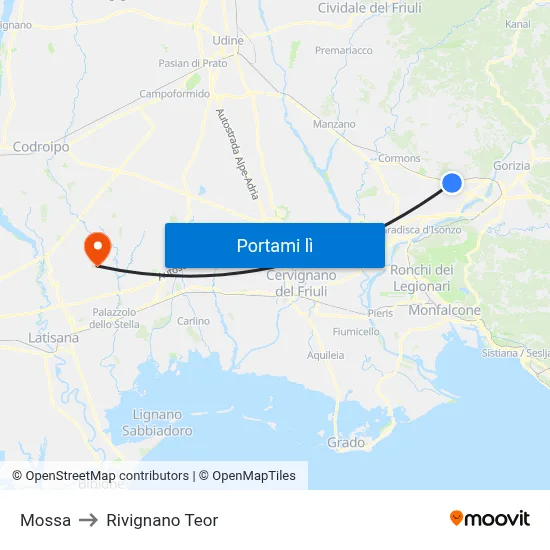 Mossa to Rivignano Teor map