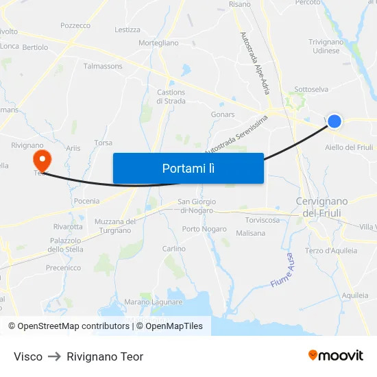 Visco to Rivignano Teor map