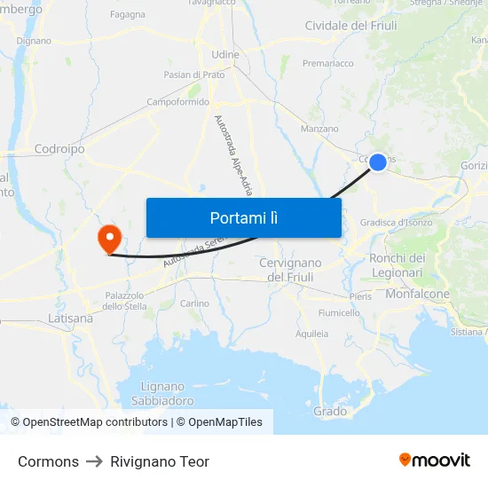 Cormons to Rivignano Teor map