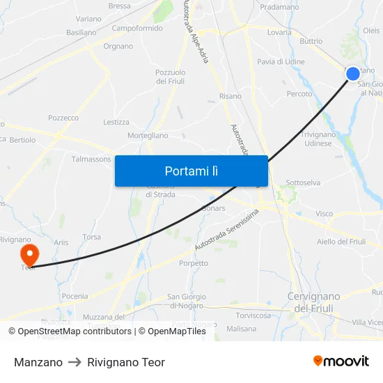 Manzano to Rivignano Teor map