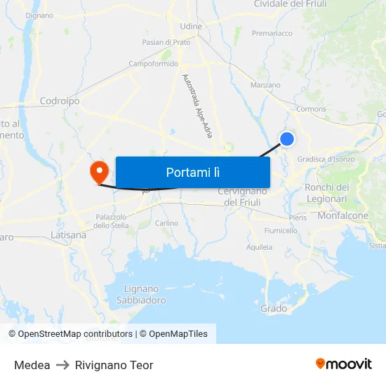 Medea to Rivignano Teor map