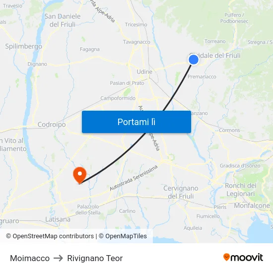 Moimacco to Rivignano Teor map