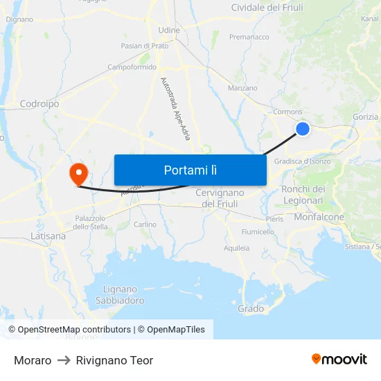 Moraro to Rivignano Teor map