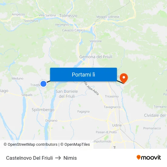 Castelnovo Del Friuli to Nimis map