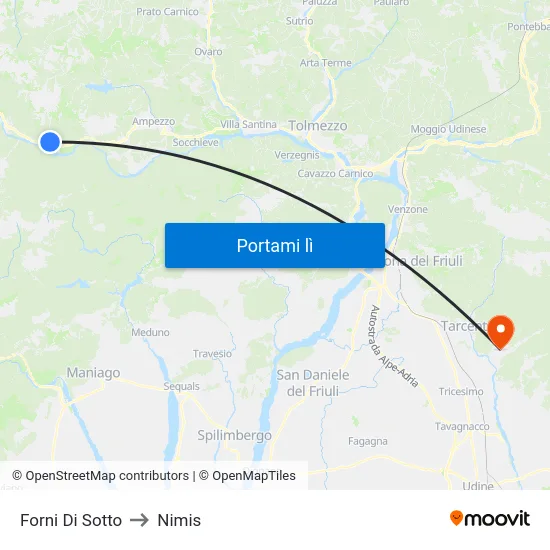 Forni Di Sotto to Nimis map