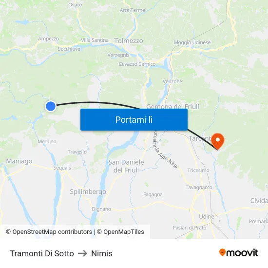 Tramonti Di Sotto to Nimis map