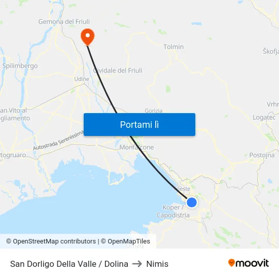 San Dorligo Della Valle / Dolina to Nimis map