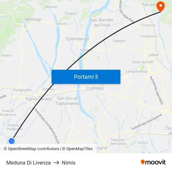 Meduna Di Livenza to Nimis map