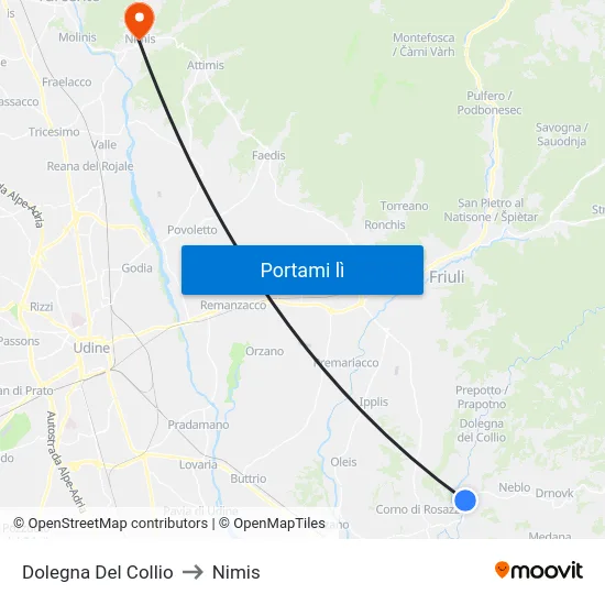 Dolegna Del Collio to Nimis map