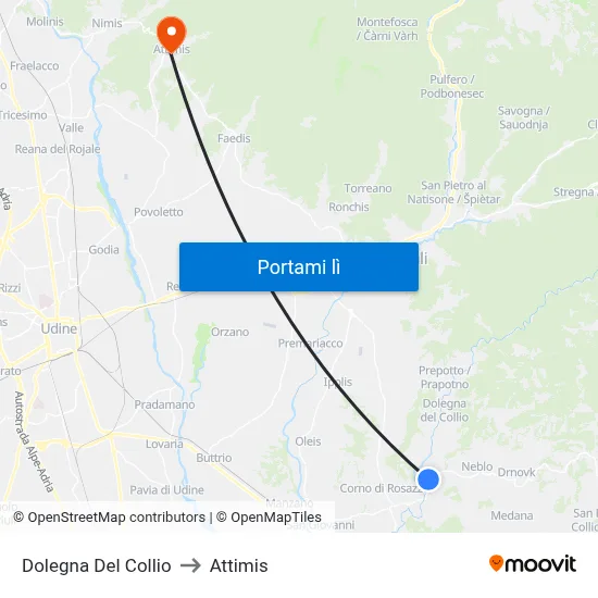 Dolegna Del Collio to Attimis map