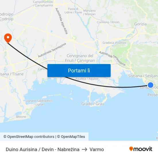 Duino Aurisina / Devin - Nabrežina to Varmo map