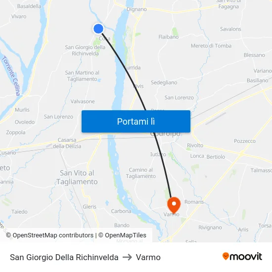 San Giorgio Della Richinvelda to Varmo map