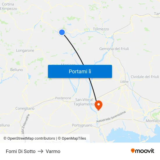 Forni Di Sotto to Varmo map